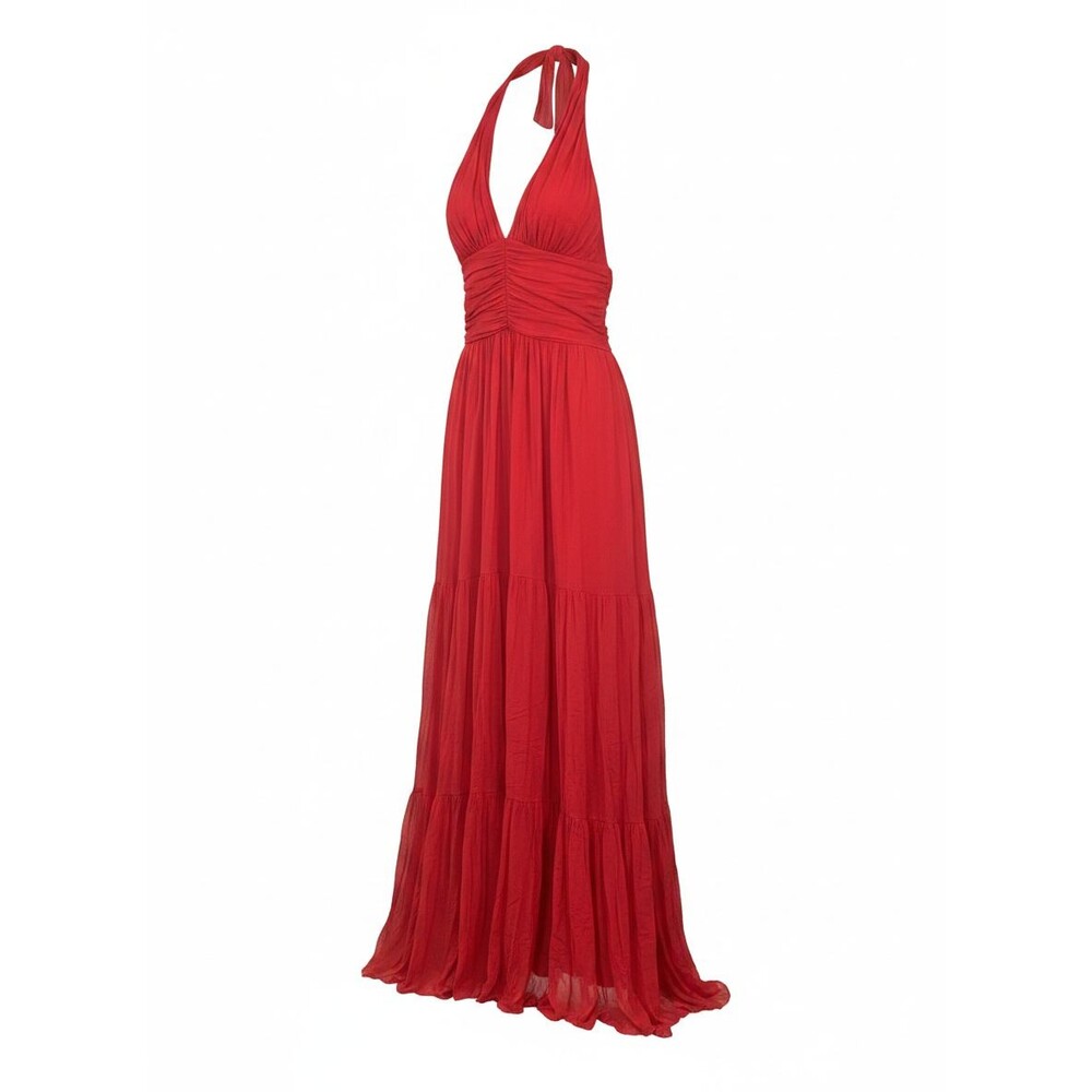 European Culture Women's Red Halter Neck Maxi Gown Size S NWT